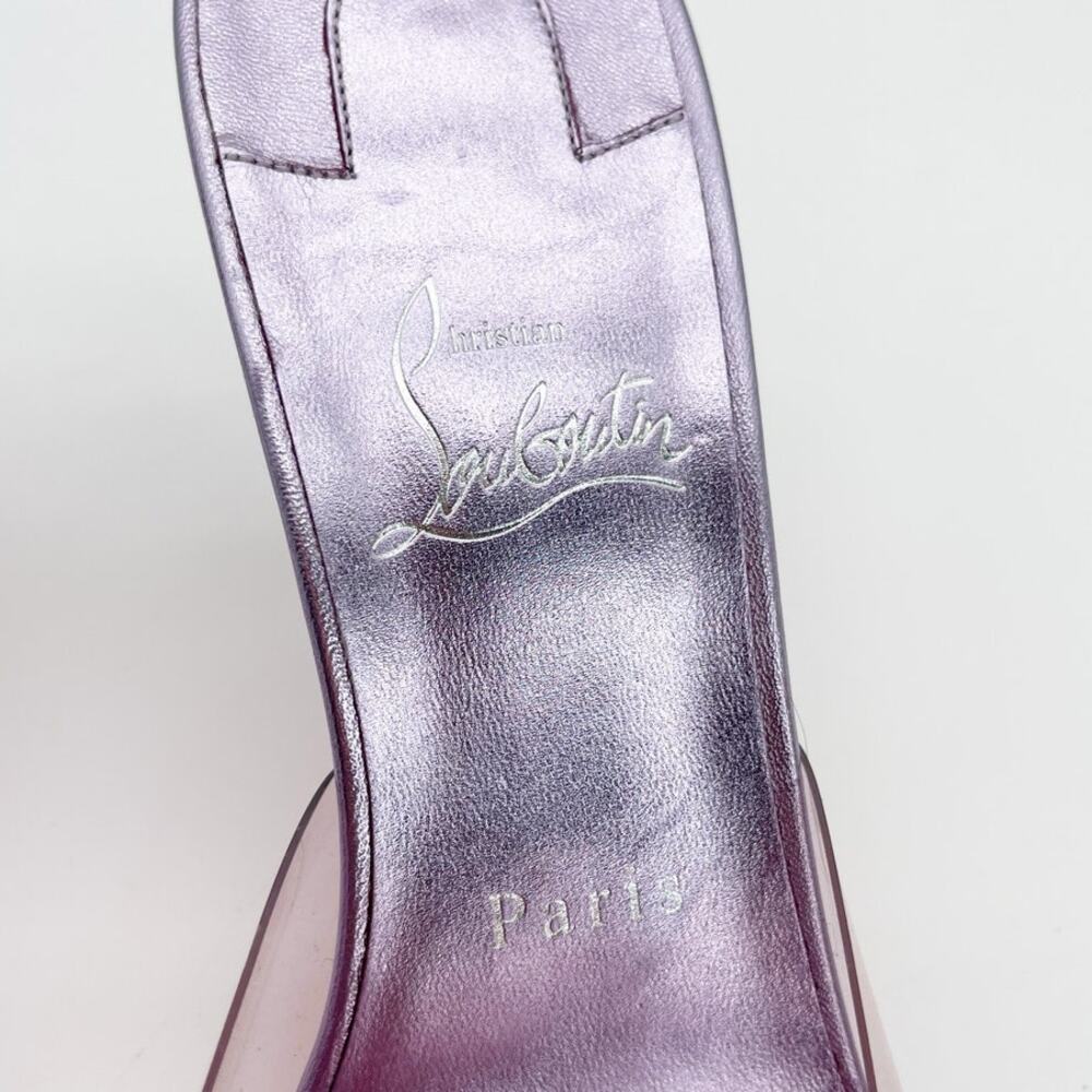 Christian Louboutin Aqua Strass PVC Pink Crystal Bow Pointed Toe Mules EU 38.5 - Picture 12 of 15